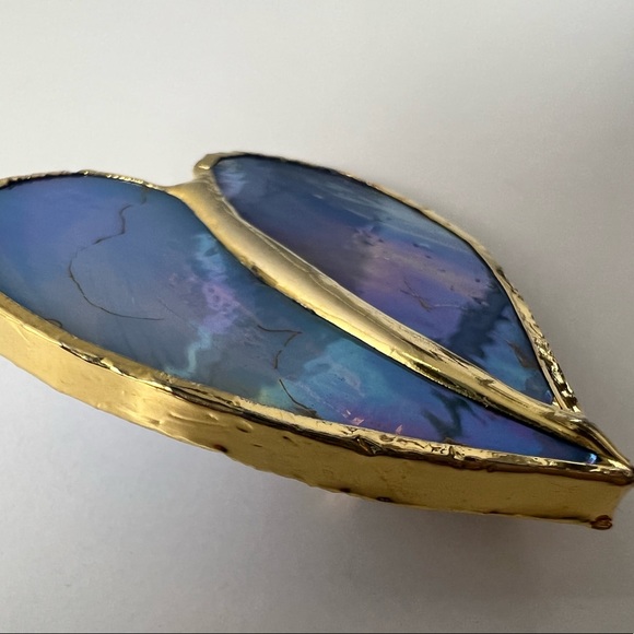 Gold Tone Blue AB Color Heart Brooch/Pin - Picture 12 of 13